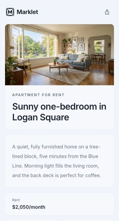 Finished apartment rental page